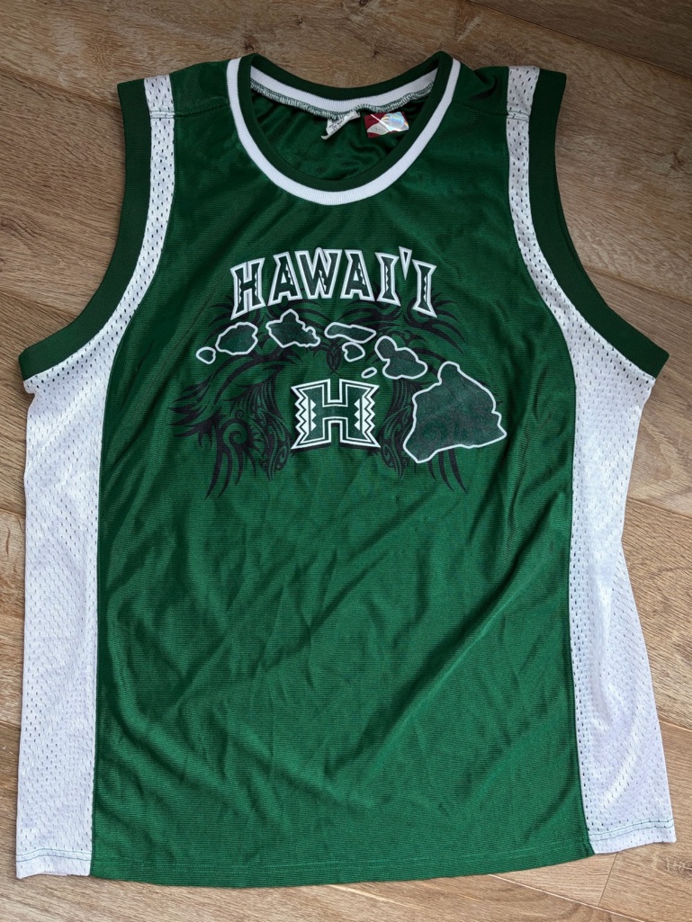 Green University of Hawaii Basketball/Athletic Jersey Tank Top